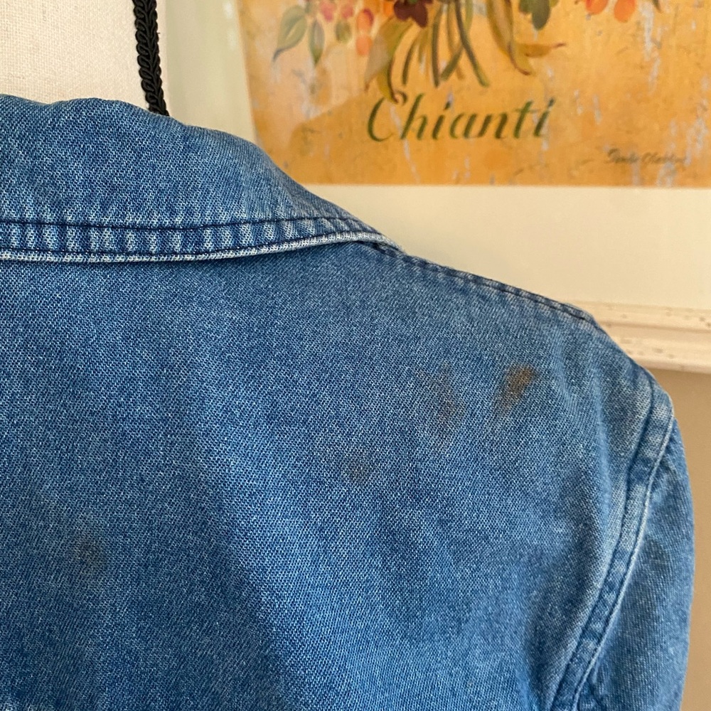 Basic Editions Floral Embroidered Cotton Button Up Denim Jacket Women's Large - Picture 12 of 13